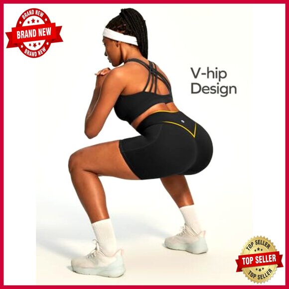 High Waisted Tummy Control Bike Shorts with Pockets for Workouts - Picture 6 of 6